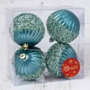 Набор елочных шаров Зимнее волшебство 6490380 8 см пластик зеленый 4 шт