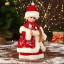 Фигура новогодняя Снегурочка В красной шубке с сердечком двигается, 16x30 см