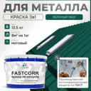 Эмаль по металлу и ржавчине Malare FastCorr износостойкая быстросохнущая цвет RAL 6005 зелёный мох матовая 12.5 кг