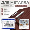 Эмаль по металлу и ржавчине Malare FastCorr износостойкая быстросохнущая цвет RAL 8012 красно-коричневый матовая 12.5 кг