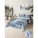 Стеганое покрывало 230x240 см на кровать с двумя наволочками 50x70 см Плитка с морскими узорами
