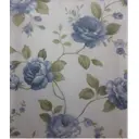 Тюль вуаль 300x200 принт цветы "Роза" цвет голубой, на шторной ленте