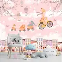 Фотообои флизелиновые Dekor vinil 300x260 см Зверята на велосипедах