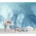 Фотообои флизелиновые Dekor vinil 300x260 см Пальмовые листья в синих оттенках