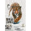 Фотообои флизелиновые Dekor vinil 200x270 см Ягуар на фоне кирпичной стены