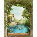 Фотообои флизелиновые Dekor vinil 200x260 см Пруд с лебедями