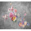 Фотообои флизелиновые Dekor vinil 300x260 см Цветы и птицы на сером фоне