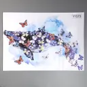 Наклейка интерьерная "Кит с бабочками" 50x70 см