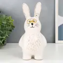 Сувенир Simaland "Зайка в очках и с цветочком" бело-чёрный с золотом 17.2x7.9x8.6 см