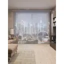 Тюль Joyarty на шторной ленте Город Современности 155x265 см цвет синий