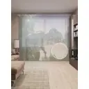 Тюль Joyarty на шторной ленте Динозавр На Охоте 155x265 см цвет зеленый