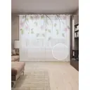 Тюль Joyarty на шторной ленте для кухни Небесные Ветви 155x265 см цвет зеленый