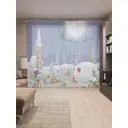 Тюль Joyarty на шторной ленте для кухни Новогодний Вечер 155x265 см цвет фиолетовый