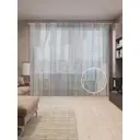 Тюль Joyarty на шторной ленте для кухни Несовершенный Забор 155x265 см цвет синий