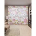 Тюль Joyarty на шторной ленте для кухни Цветастые Переплетения 155x265 см цвет розовый