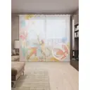 Тюль Joyarty на шторной ленте Стрекоза в цветах 310x265 см цвет оранжевый