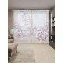 Тюль Joyarty на шторной ленте Цветочная маска 310x265 см цвет светло-розовый