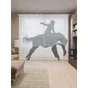 Тюль Joyarty на шторной ленте Ковбойская ловкость 310x265 см цвет черный