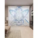 Тюль Joyarty на шторной ленте Логотип серфинга 310x265 см рисунок природный цвет голубой