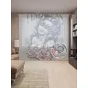 Тюль Joyarty на шторной ленте Время тату 310x265 см цвет серый