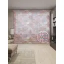 Тюль Joyarty на шторной ленте Плитка с орнаментом 310x265 см цвет розовый
