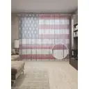 Тюль Joyarty на шторной ленте Флаг США на старых рейках 310x265 см цвет черный