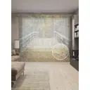 Тюль на шторной ленте JoyArty "Мост в парке" 310x265 см цвет оранжевый
