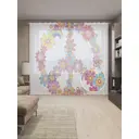 Тюль Joyarty на шторной ленте Цветочные хиппи 310x265 см рисунок растительный цвет красный