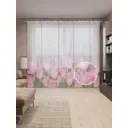 Тюль Joyarty на шторной ленте Розы на деревянных досках 310x265 см рисунок растительный цвет розовый