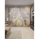 Тюль Joyarty на шторной ленте Набор древнего исследователя 310x265 см рисунок природный цвет коричневый