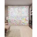 Тюль Joyarty на шторной ленте Беспорядок с кольцами 310x265 см рисунок вензель цвет оранжевый