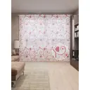 Тюль Joyarty на шторной ленте Сердечные завитки 310x265 см цвет красный