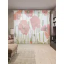 Тюль Joyarty на шторной ленте Маковые насаждения 310x265 см рисунок растительный цвет красный