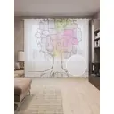 Тюль Joyarty на шторной ленте Геометрическая яблоня 310x265 см рисунок растительный цвет розовый