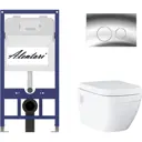 Инсталляция Alentori SISTEMA 52 AL.SIS11T с клавишей Alentori CHIAVE L гл/хром AL.CHI102CH и унитаз GROHE Euro Ceramic микролифт альпин-белый