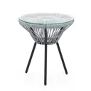 Садовый кофейный столик Kornera Акапулько 013002-bk-sr 42 см x 42 см x 48 см сталь искусственный ротанг серый/серебристый