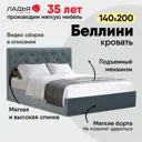 Кровать Ладья Беллини 150x112x218 см велюр цвет серо-голубой
