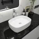 Тумба подвесная для ванной Teymi F11680 Ritta 85 см корпус дуб фасад белый с раковиной Solli 51