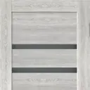 Комплект межкомнатной двери Velldoris Xline 6 остеклённая 200x60см ПВХ цвет дуб дымчатый горизонт с коробом и наличниками