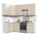 Кухонный гарнитур угловой Стендмебель Альфа 180x237x120 см ЛДСП цвет холст белый
