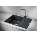 Мойка для кухни врезная Granula GR-6501 49.5x65 см глубина чаши 20 см композитный/кварц цвет черный матовый/черный мрамор