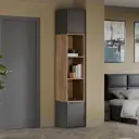 Шкаф Трия 40x225x42 см ЛДСП цвет серый вулкан/фон серый/яблоня беллуно
