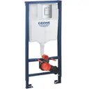 Инсталляция GROHE Rapid SL с клавишей хром и унитаз подвесной безободковый ADT 52.5x36 микролифт черный матовый форма конус