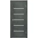 Дверь межкомнатная Unidoors Геометрия 22 ПО остеклённая 70х200см ПВХ цвет бетон тёмный матовый без замка и петель