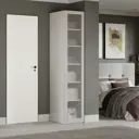 Шкаф Трия 45x217x58 см ЛДСП цвет белый жемчуг/стекло сатин белое