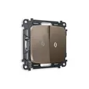 Выключатель проходной встраиваемый Ambrella volt Omega MO634030 2 клавиши с подсветкой 3200K цвет темная бронза матовый
