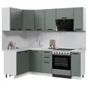 Кухонный гарнитур Стендмебель Призма УТ000588351 170x217x130 см ЛДСП цвет белый, светло-зеленый