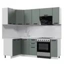 Кухонный гарнитур Стендмебель Призма УТ000588371 160x217x120 см ЛДСП цвет белый, светло-зеленый