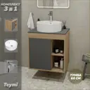 Тумба под раковину подвесная Teymi F04119 60см с раковиной цвет дуб