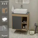 Тумба под раковину подвесная Teymi F10403 60см с раковиной цвет дуб